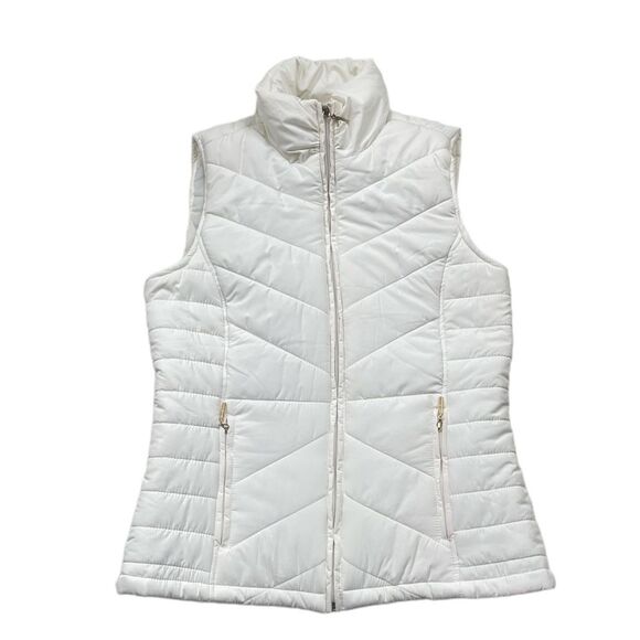WeatherProof Puffer Vest Women's Sz S Zip Pockets Ivory Full Zip - Picture 1 of 8